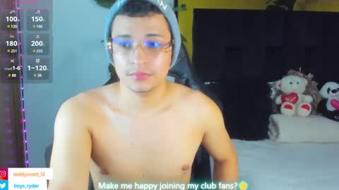 Snapshot of teddy_cowboy chatting on February 22, 8:07 am  Follow me on Twitter boys ryder and instagram teddyscoot 12  online show from February 22, 8:07 am